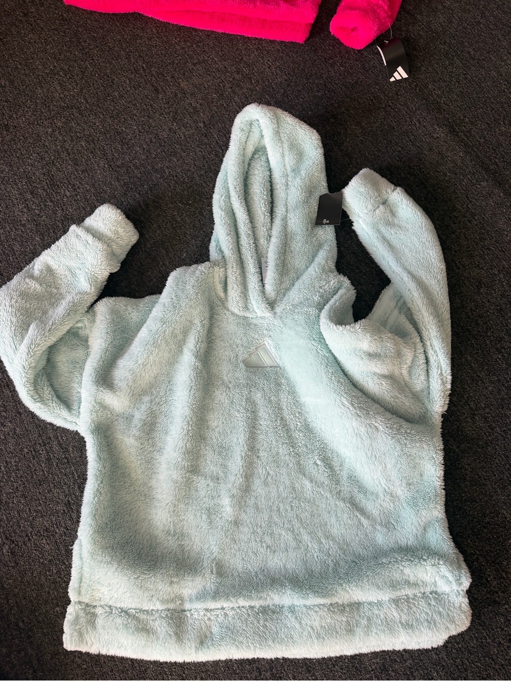 adidas Light Mint Plush Hooded Kids Sweatshirt